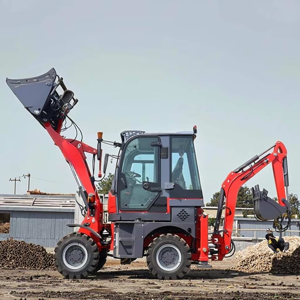 Mini Towable Backhoe Loader with Four Wheel Drive Hydraulic System Efficient Multi-Purpose Tractor Excavator for Trenching, Grading, Landscaping and Rural Maintenance Work