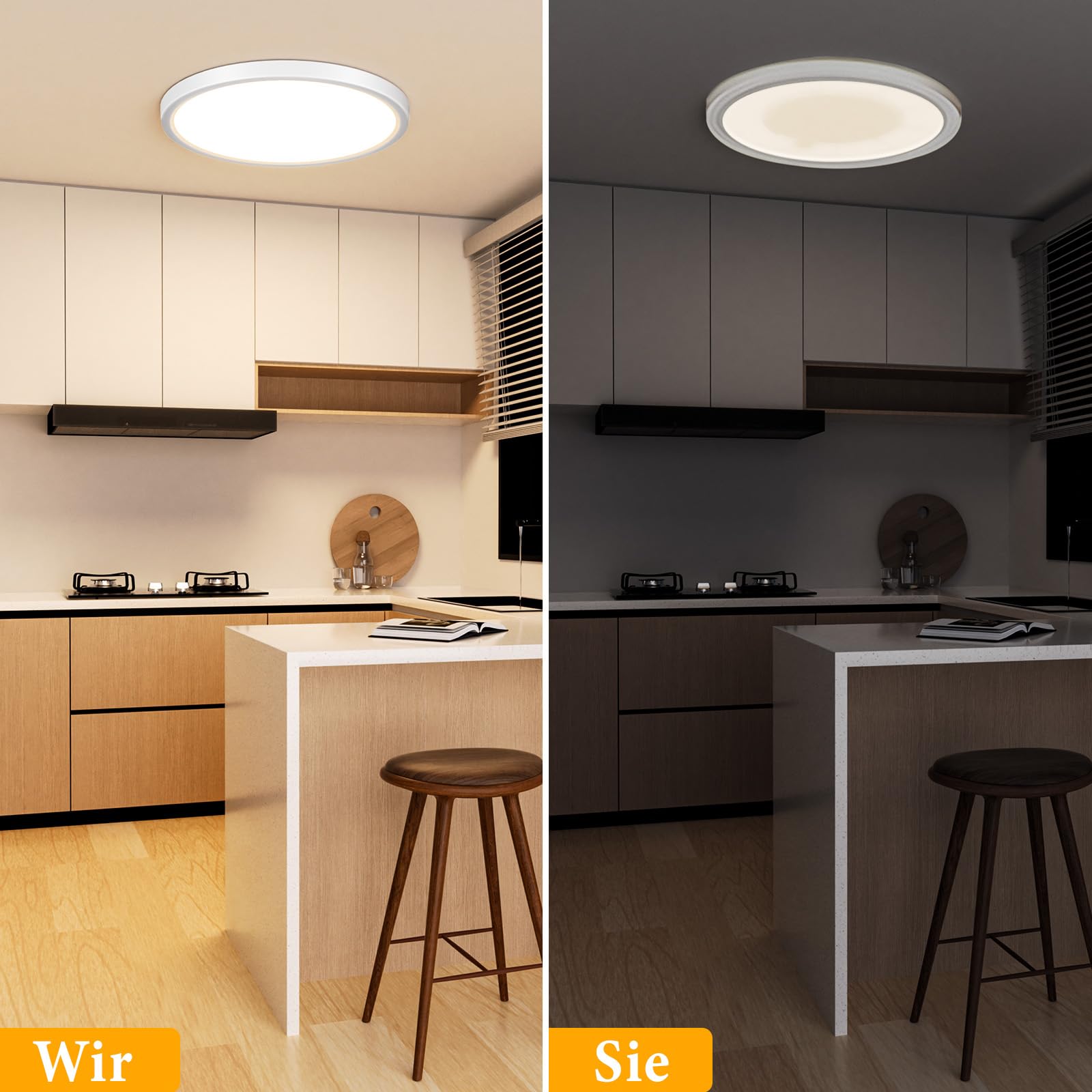 Lampa sufitowa LED, 18 W, 1800 lm, 4000 K, Ø22, okrągła lampa sufitowa do łazienki, kuchni, sypialni, przedpokoju, garażu, balkonu, biura