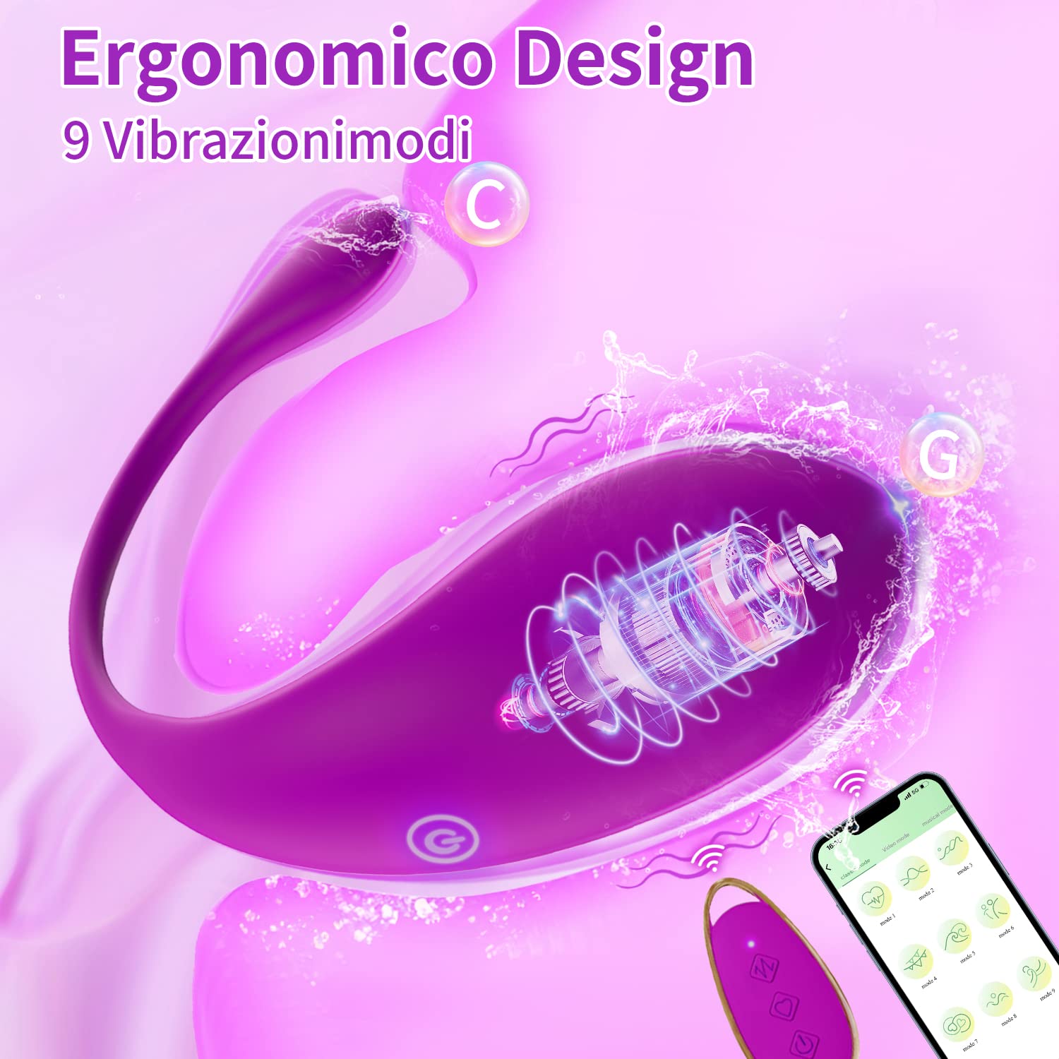 Vîbràtóreper Donna Telecòmando APP,Vîbràtóreper Donna 9 Modalità Vîbràtóre Vîbràtóri Clídórídè Dónnà Stîmólàtóre per Çlîtórîde Ovett𝚘 Vibrante c𝚘n app da telef𝚘n𝚘（Granata）