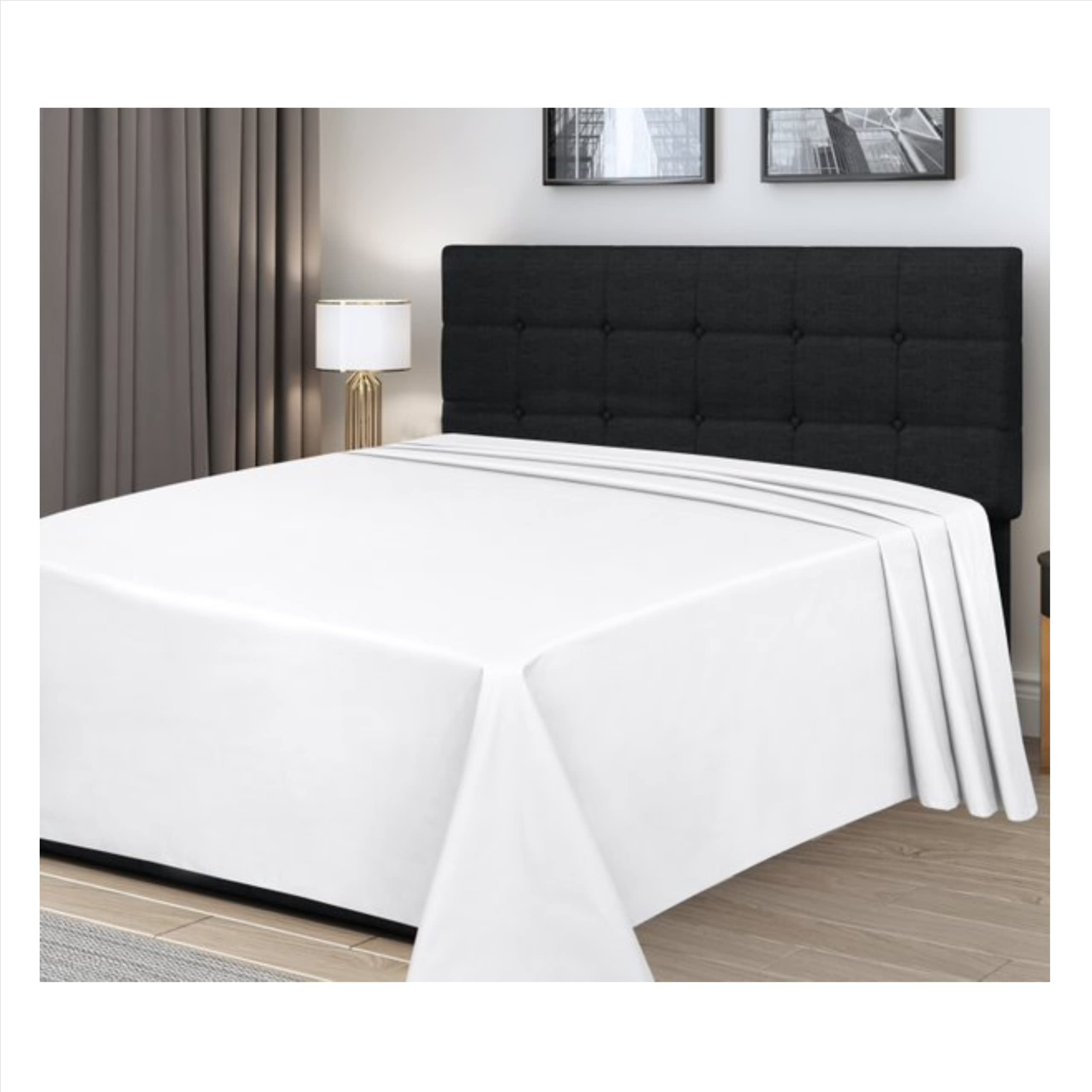 100% Egyptian Cotton White Flat Bed Sheets 300 Thread Count Single Flat Sheet Easy Care Premium Hotel Quality Bedsheet Plain Dyed Bedding 180 x 225cm