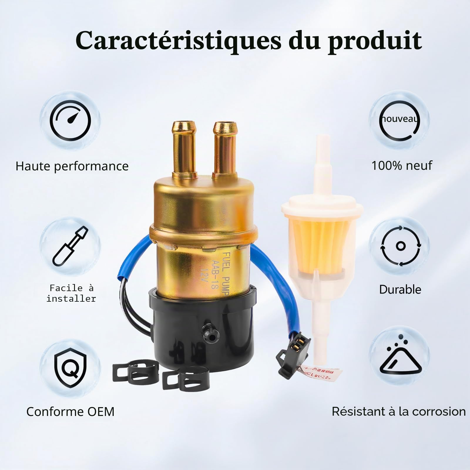 Road Passion Pompe à Carburant électrique 12v pour V star 650/1100 XVS650/XVS1100 //Virago 535/1000/1100 //Vmax 1200 //XJ600S Seca II //TZ250