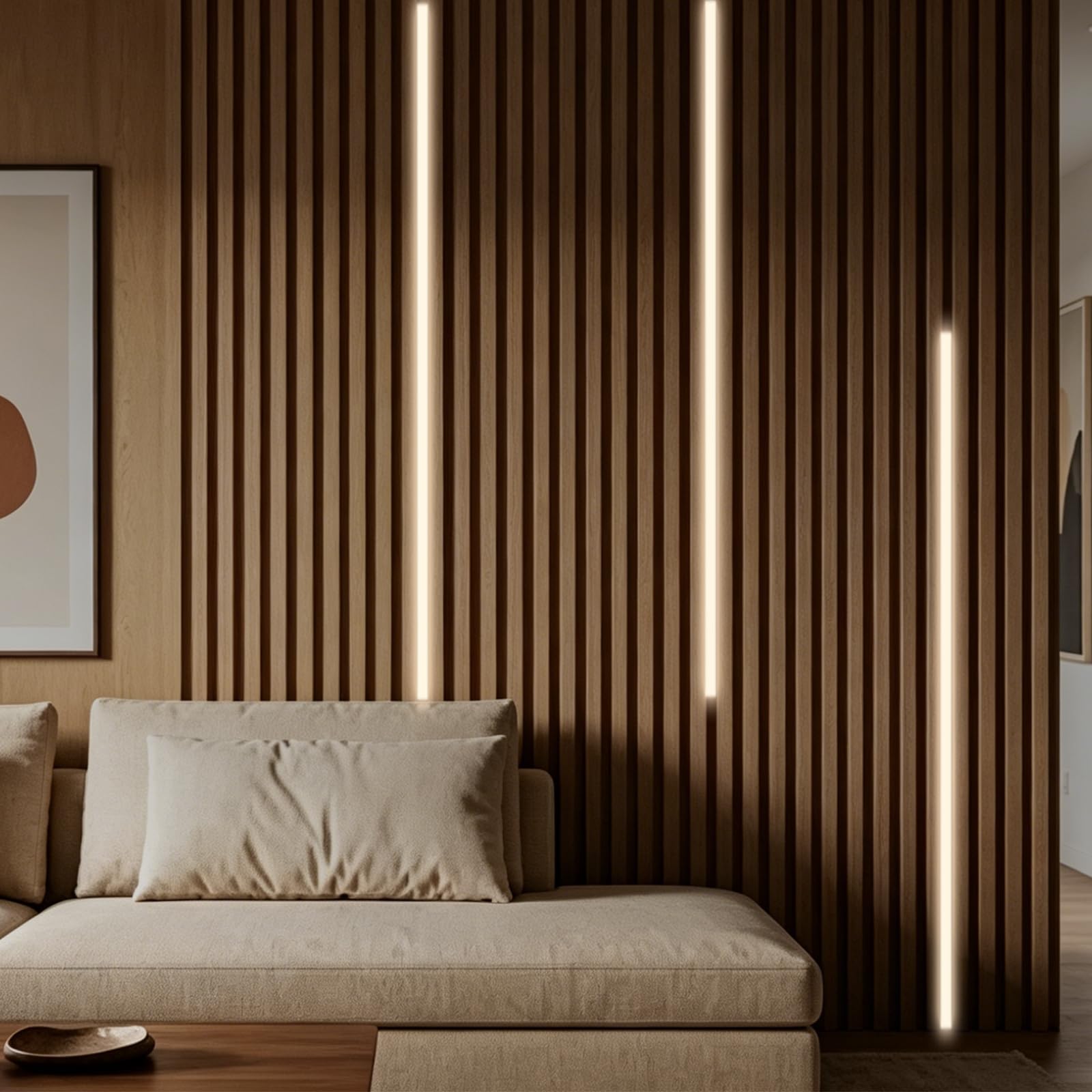 Pannelli acustici LED da 120 cm, con interruttore touch, luminosità regolabile, striscia LED per pannelli acustici, striscia luminosa a LED autoadesiva, per pannelli da parete paralleli (4)