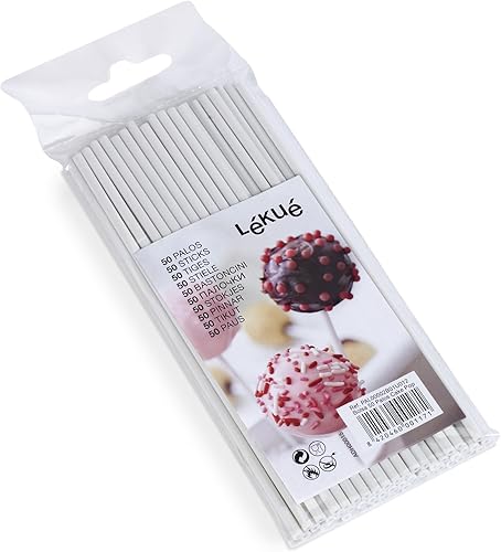 Lékué bastoncini per Cake Pops 50 bastoncini di colore bianco