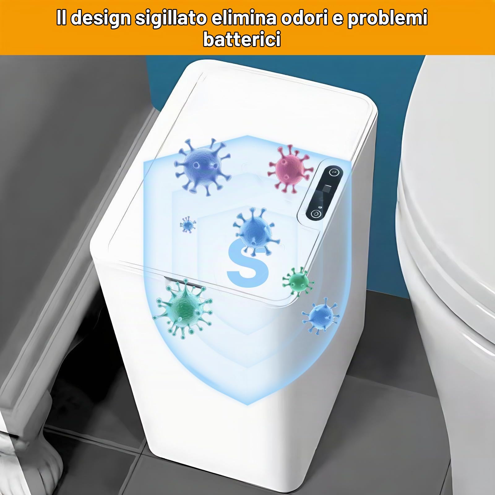 Pattumiera Intelligente con Sensore,Pattumiera Automatica 15 L Silenziosa,IPX5 Impermeabile,Elettrico Pattumiera Bagno con Coperchio per Cucina,Bagno,Ufficio e Soggiorno,Bianco