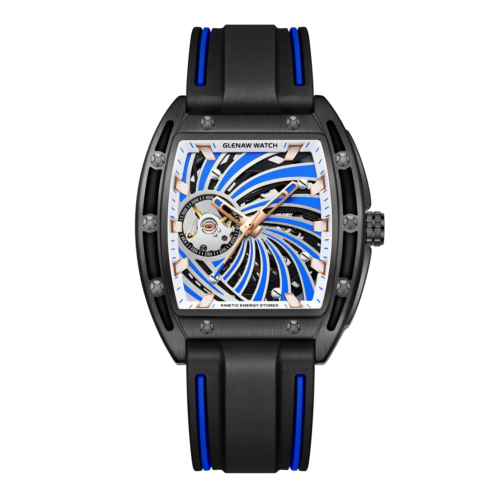 Automatic Watches for Men,Waterproof Watches for Men Leather Band Strap Square Skeleton Mechanical Watch