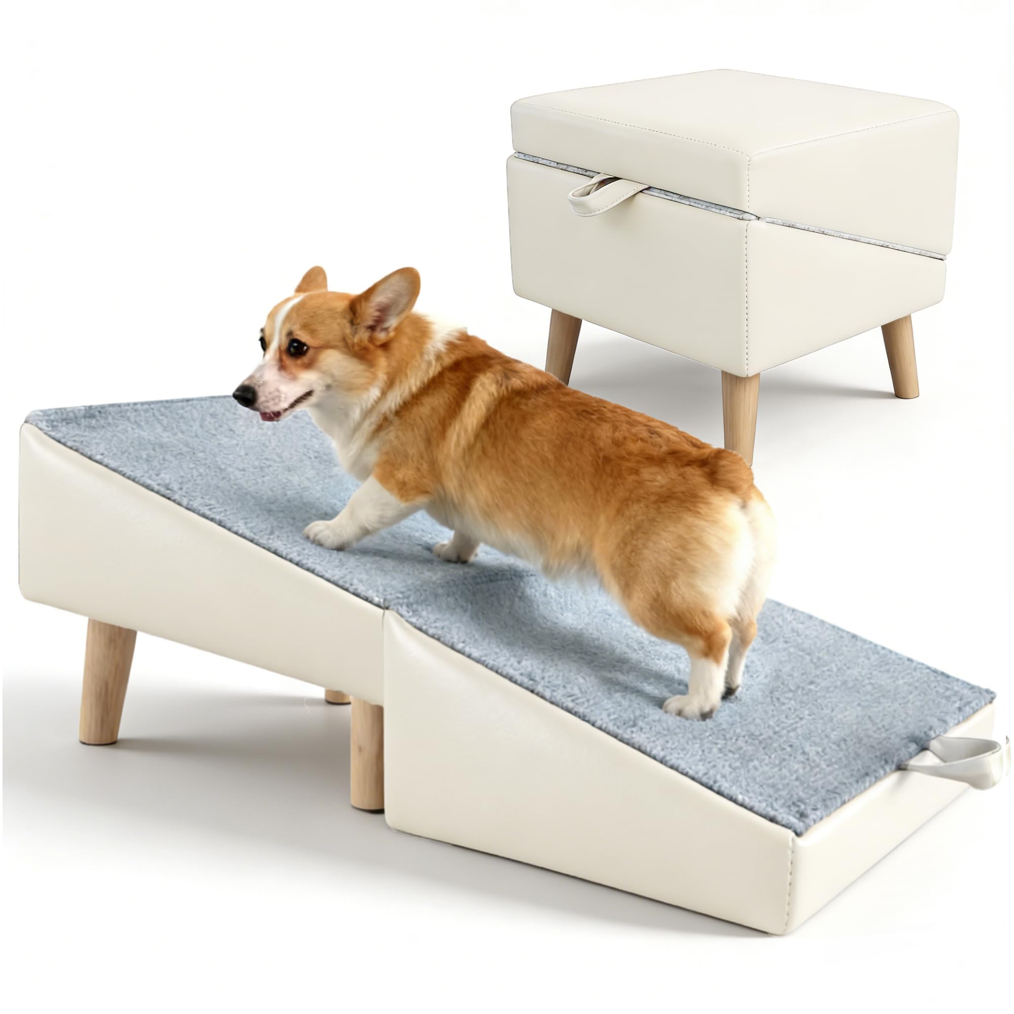 NArra Foldable Dog Ramp for Couch Sofa&Low Bed,2-in-1 Pet Steps Ottoman