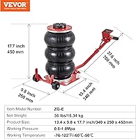 Vista 7 de VEVOR Gato de aire de 3 toneladas/6600 libras, conector de aire de triple bolsa, con seis tubos de acero, elevación de hasta 17.7 pulgadas/17.717