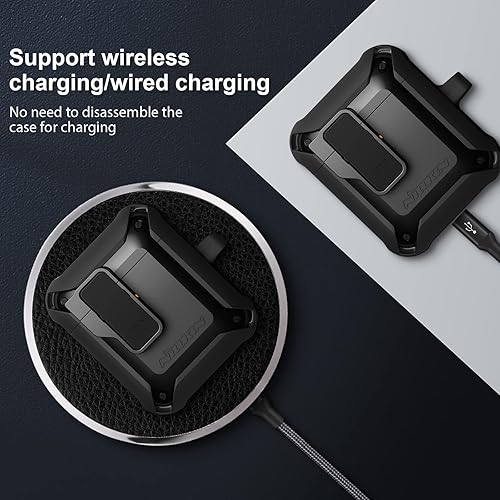 Miniatura 7 de Nillkin Funda para Airpods con bloqueo magnético seguro, elegante funda protectora con llavero de metal para Apple Airpods de 2 y 1 generación,