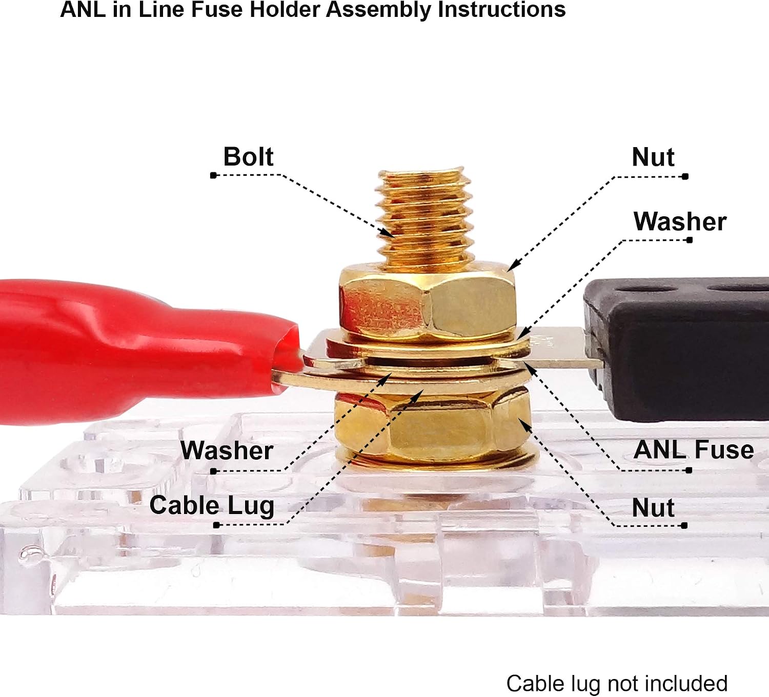 in-Line ANL Fuse Holder 0/2/4 Gauge AWG with 150Amp ANL Fuse Gold-Plated (2 Pack)
