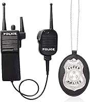 Vista 4 de Beelittle - Kit de policía, gorro de policía con esposas, walkie talkies, esposas, placa y lentes