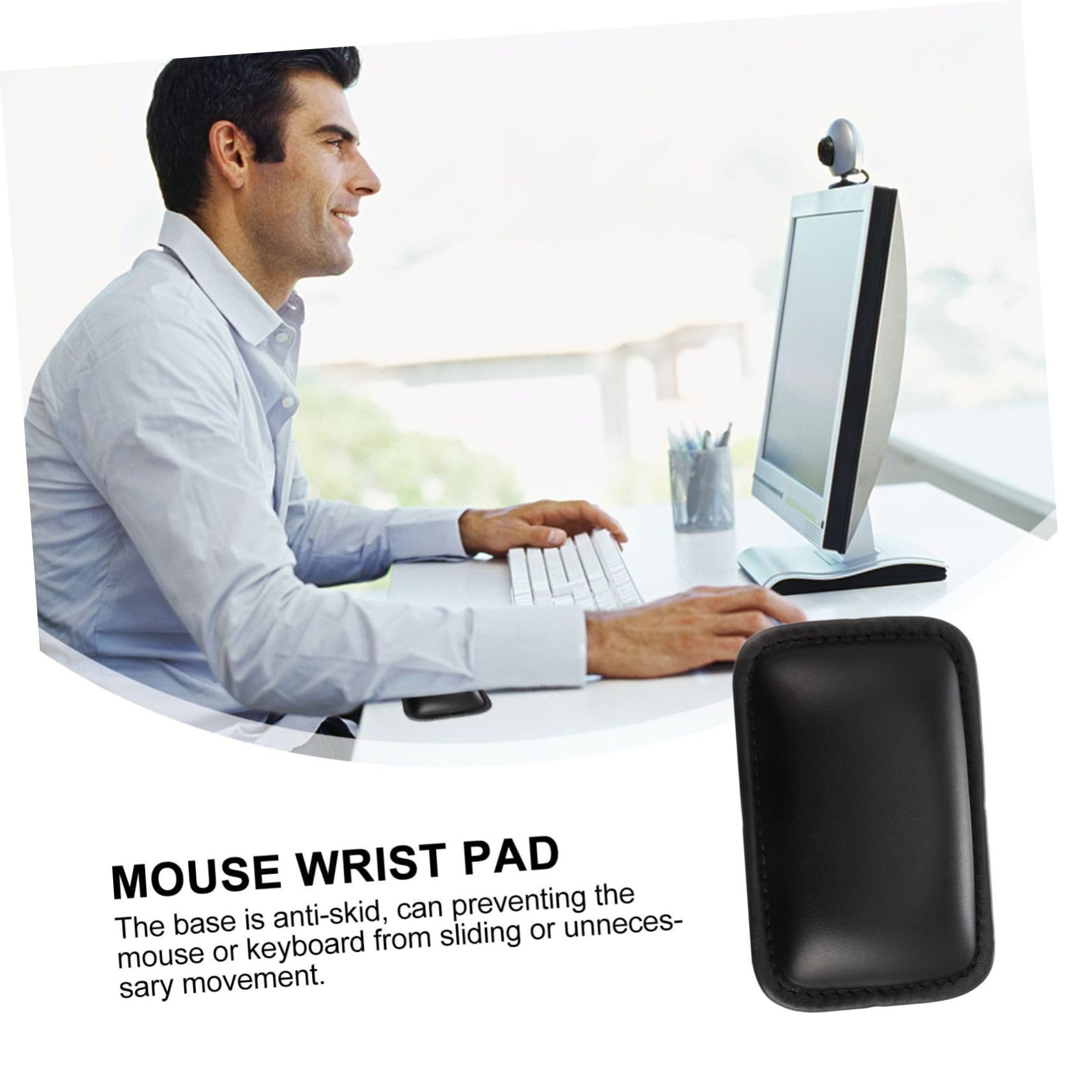DOITOOL 3 Set Poggiapolsi Pelle Per Tastiera E Mouse Con Base Antiscivolo Supporto Ergonomico Per Polsi Computer Laptop E Ufficio Affaticamento Mano E 2 Pezzi * 3