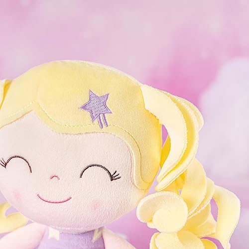 Miniatura 4 de Gloveleya Muñecas de bebé muñeca de trapo suave regalos para bebé niña de primavera pelo amarillo estrellas moradas 9 pulgadas