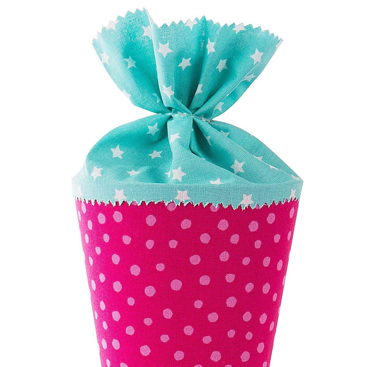 Goldbuch Tessuto Scuola Motivo a Pois e Stelle 35 cm Sacchetto di Zucchero Rosa Turchese Confezione Regalo 93 554