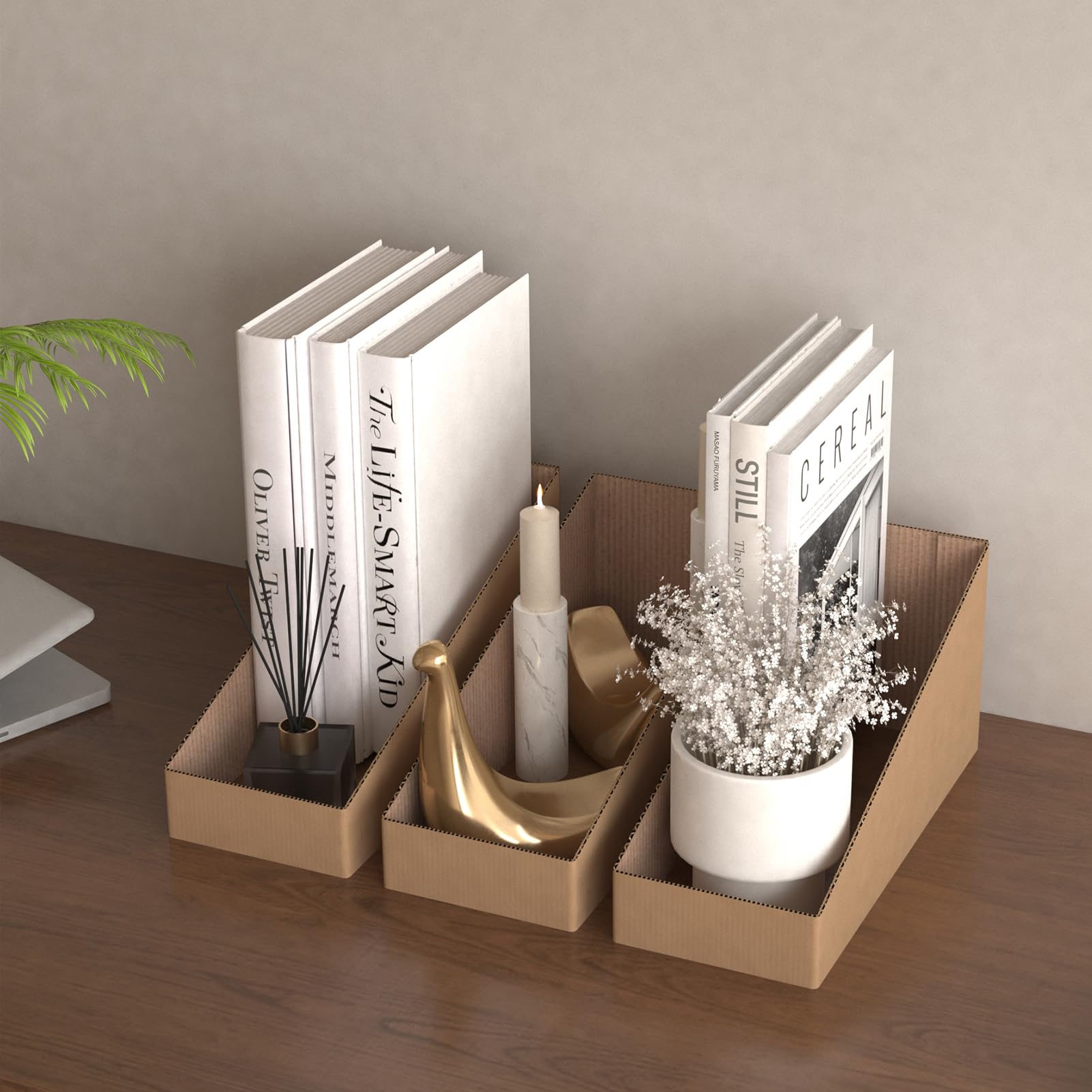 EXYGLO Contenitori in cartone, confezione da 35 scatole di cartone ondulato, 30 x 10 x 11,4 cm, per dispensa, scaffali, garage, ufficio, negozio, marrone