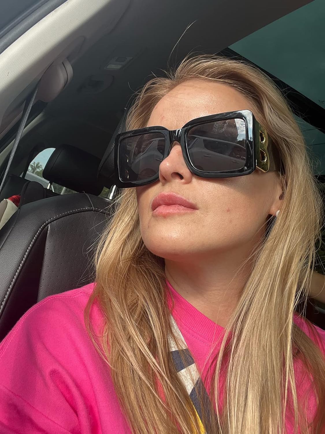 PORADAY Fashion Large Square Sunglasses for Women Men Trendy Black Thick Frame Luxury Designer Sun Glasses Modern Big Frame - Image 9