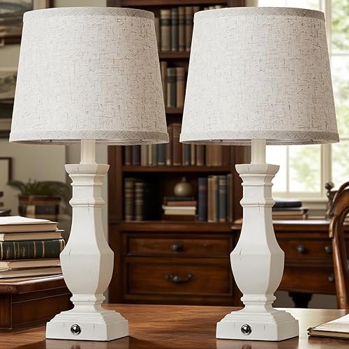 ROTTOGOON Juego de 2 lámparas de mesa regulables, lámparas de mesa rústicas de granja para sala de estar, dormitorio, lámparas de escritorio para