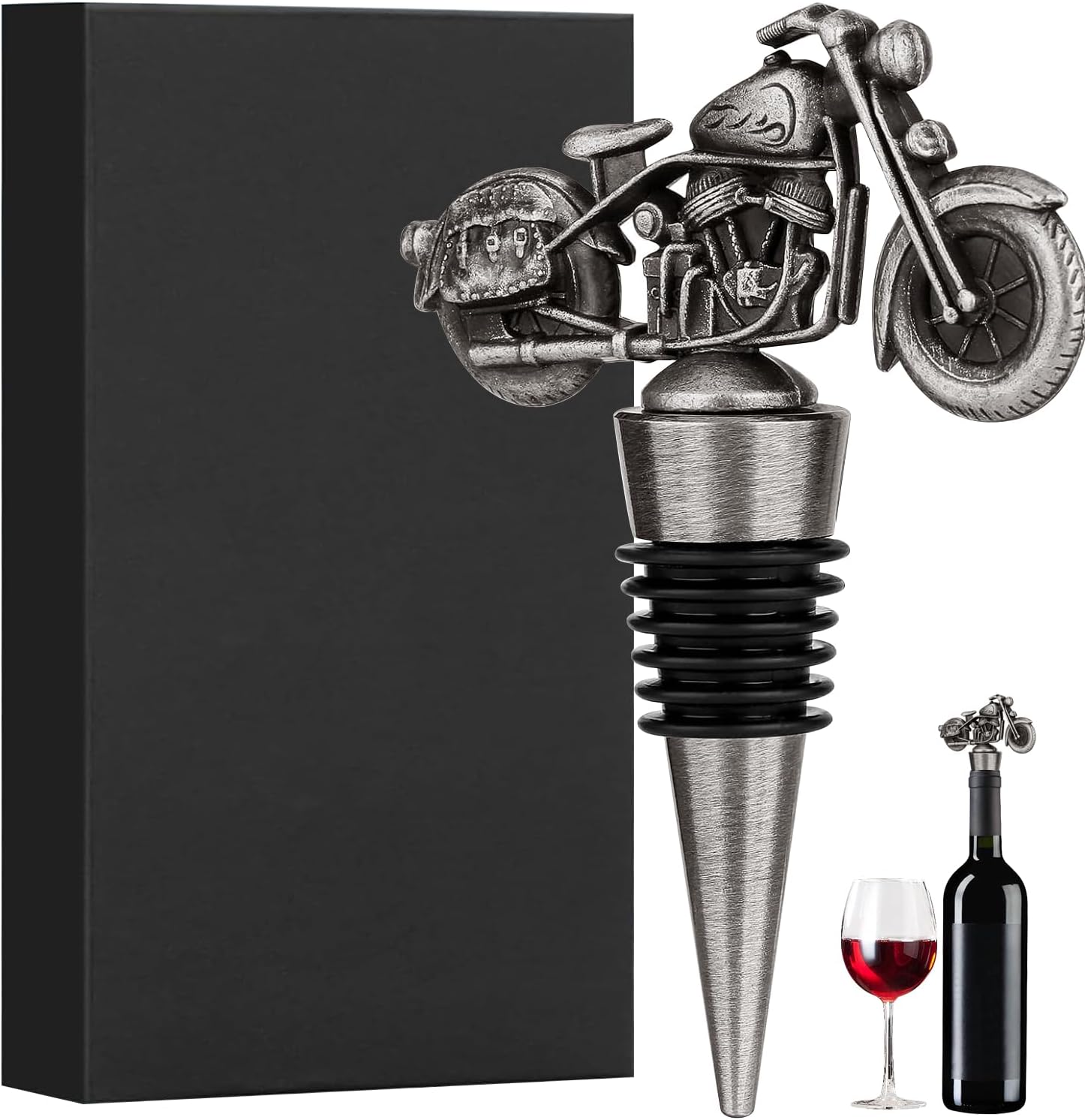 Hengongshen Weinverschluss, Motorrad Weinflaschenverschluss Silber, Flaschenkorken Geschenke für Radfahrer Deko Geschenke Süße Weingeschenke für Männer, Vatertagsgeschenke