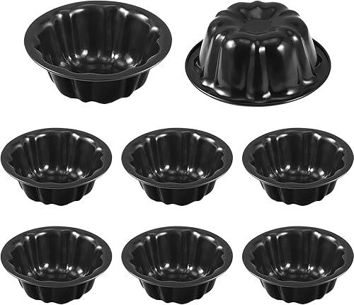 Ctosree 8 piezas de 4 pulgadas estriado mini molde para pasteles antiadherente estriado molde de acero al carbono tubo de metal horno horno molde