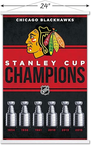 Miniatura 3 de Trends International NHL Chicago Blackhawks - Póster de pared Champions 23, 22.37 x 34.00 pulgadas, paquete de impresión y colgador blanco