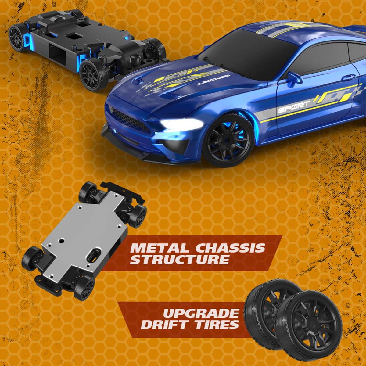1/43 Drift RC Auto Mini, 2,4 G, w pełni proporcjonalny 4WD Drift RC Racing Car samochód sportowy, 15 km/h, model samochodu wyścigowego RC, zabawka do wnętrz, prezent dla dorosłych