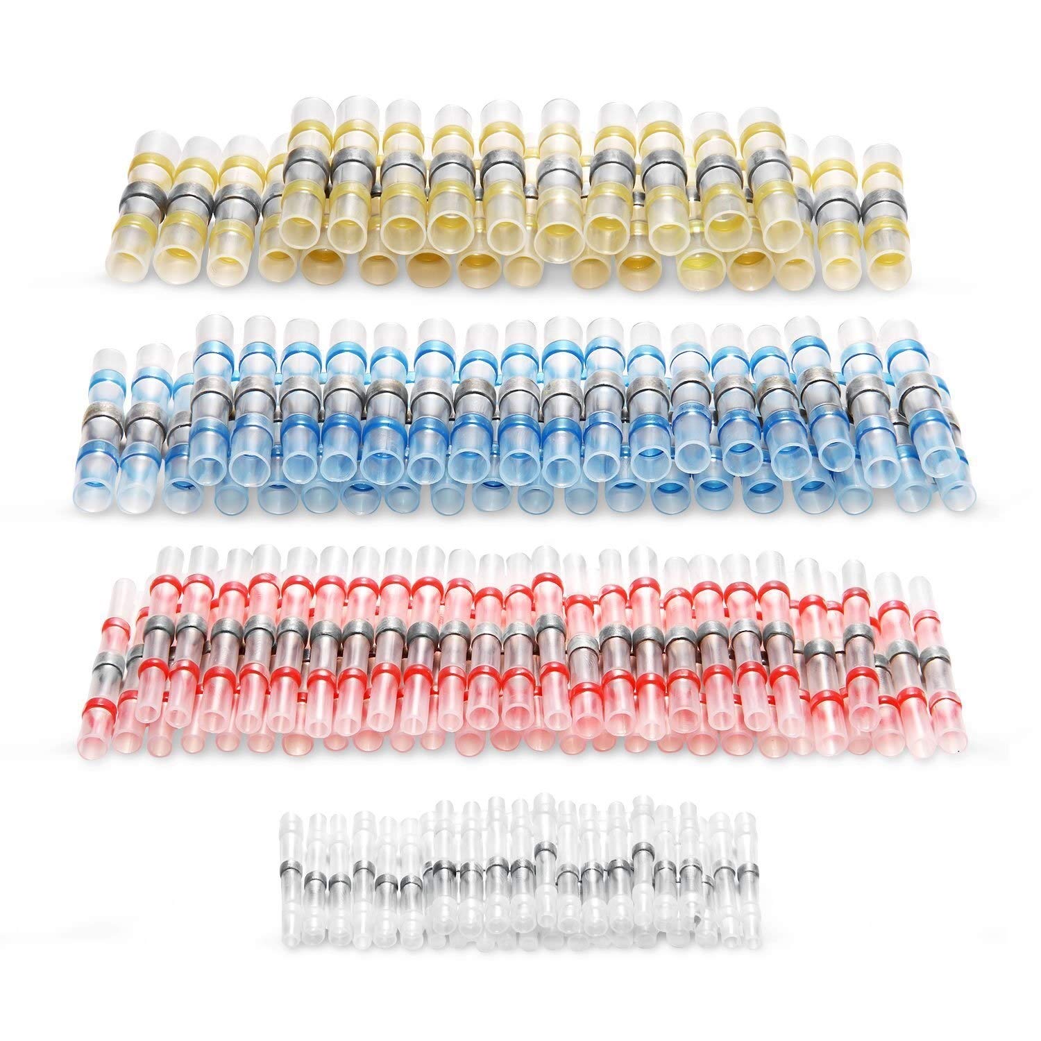 Terminales, Heat Shrink Butt alambre conectores estancos Terminales estañado sello de soldadura de cobre del kit del para un crimpeado preciso(Rot,100PCS)
