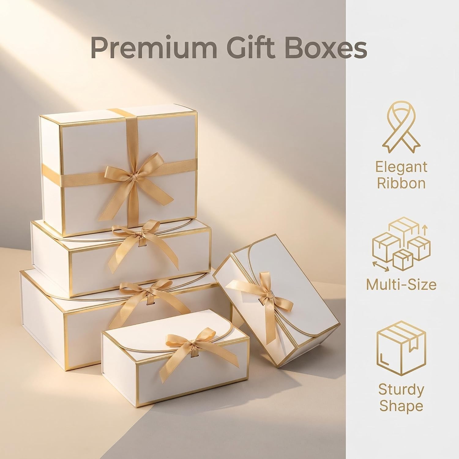 Bekecidi 12Pack Mixed Size Gift Boxes, Small Medium Large White Gift Box Set with Ribbons & Lids, Gift Boxes Bulk for Wedding, Birthday, Bridesmaid Proposal Box, Party Favors, Gifts Packaging image 3