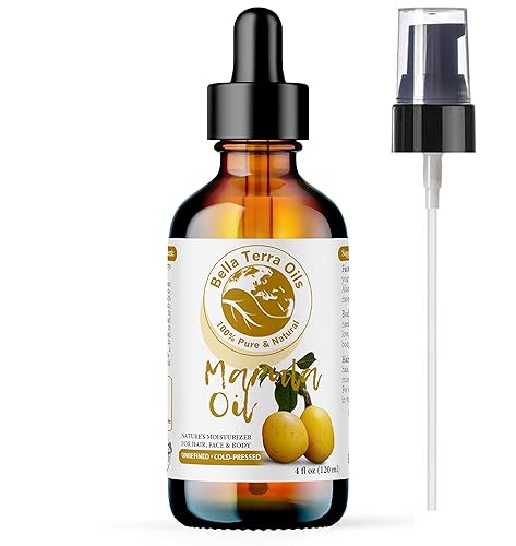 Bella Terra Oils NUEVO Aceite de marula 4 oz prensado en frío Sin refinar Orgánico Un solo ingrediente Aceite de lujo Antienvejecimiento Rico en