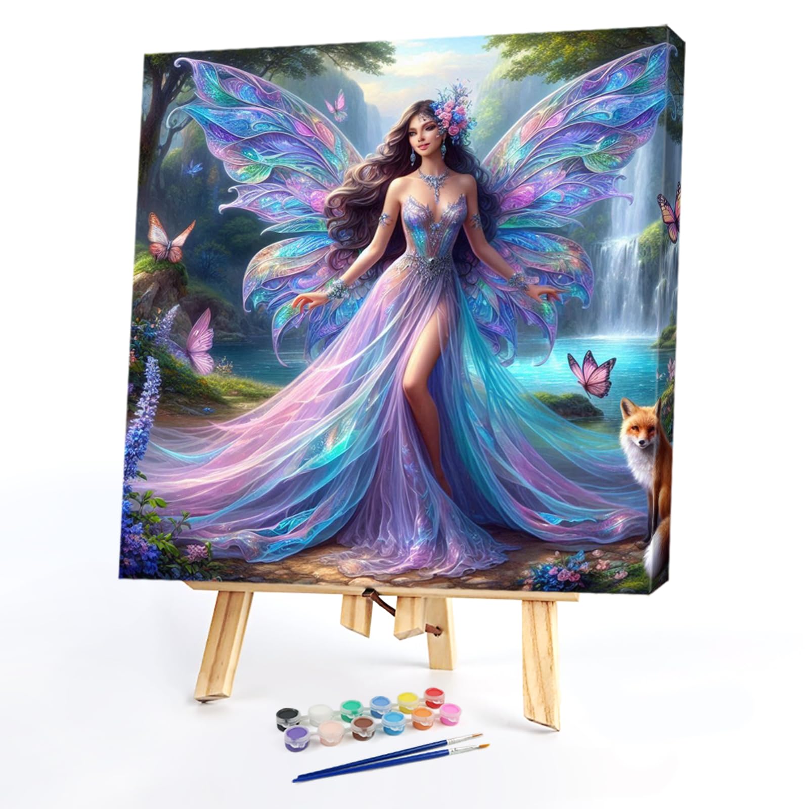 Kexpery Painting by Numbers Kit for Girl Butterfly 40x40cm Frameless DIY Easy for Beginners Adults Home Wall Decor