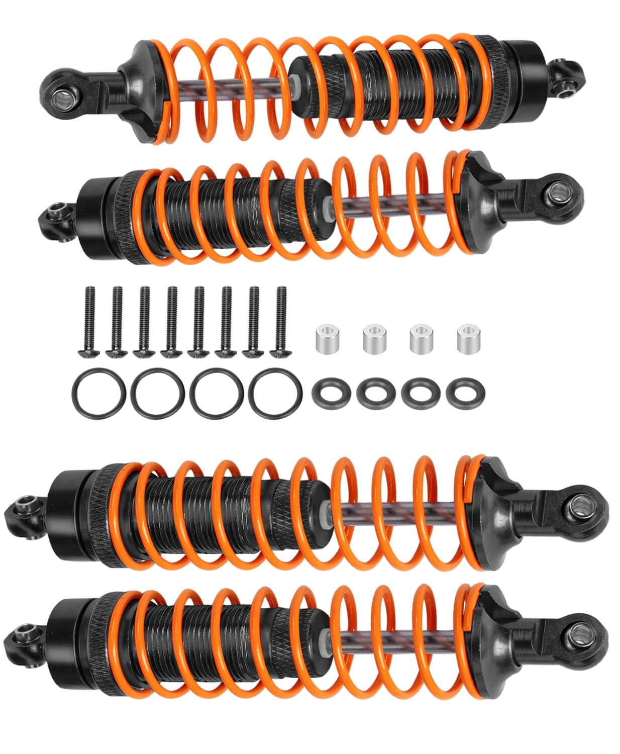4PCS Full Aluminum Front Rear Shocks Upgrade Parts for 1/10 Big Rock/Senton 550/Granite 550/Vorteks 550 4X4, 1/10 Typhon 4X4 RC Truck,Big Bore Hops Up RC Shocks(Black) — image 1