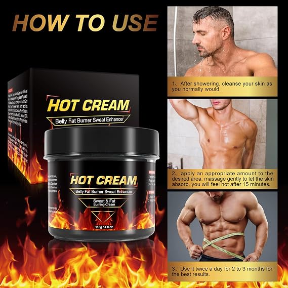 Hot Sweat Cream, Natural Sweat Cream for Belly Fat Burner for Women, Fat Burning Cream for Belly, Hot Cream Weight Loss Workout Enhancer, Cellulite Treatment for Thighs Legs, Arms & Buttocks (1 PC)