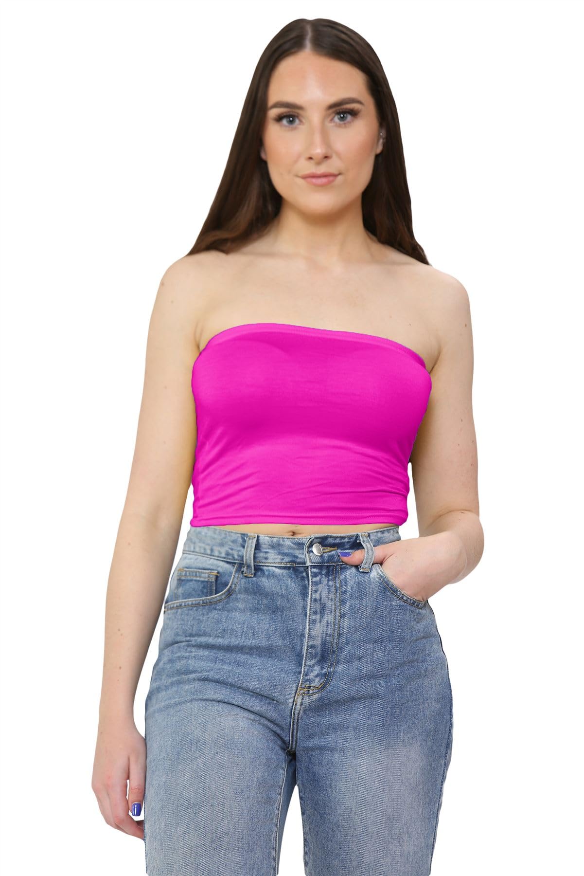 Hamishkane® Strapless Top Stretchy Bandeau Boobtube Crop Tops for Women UK