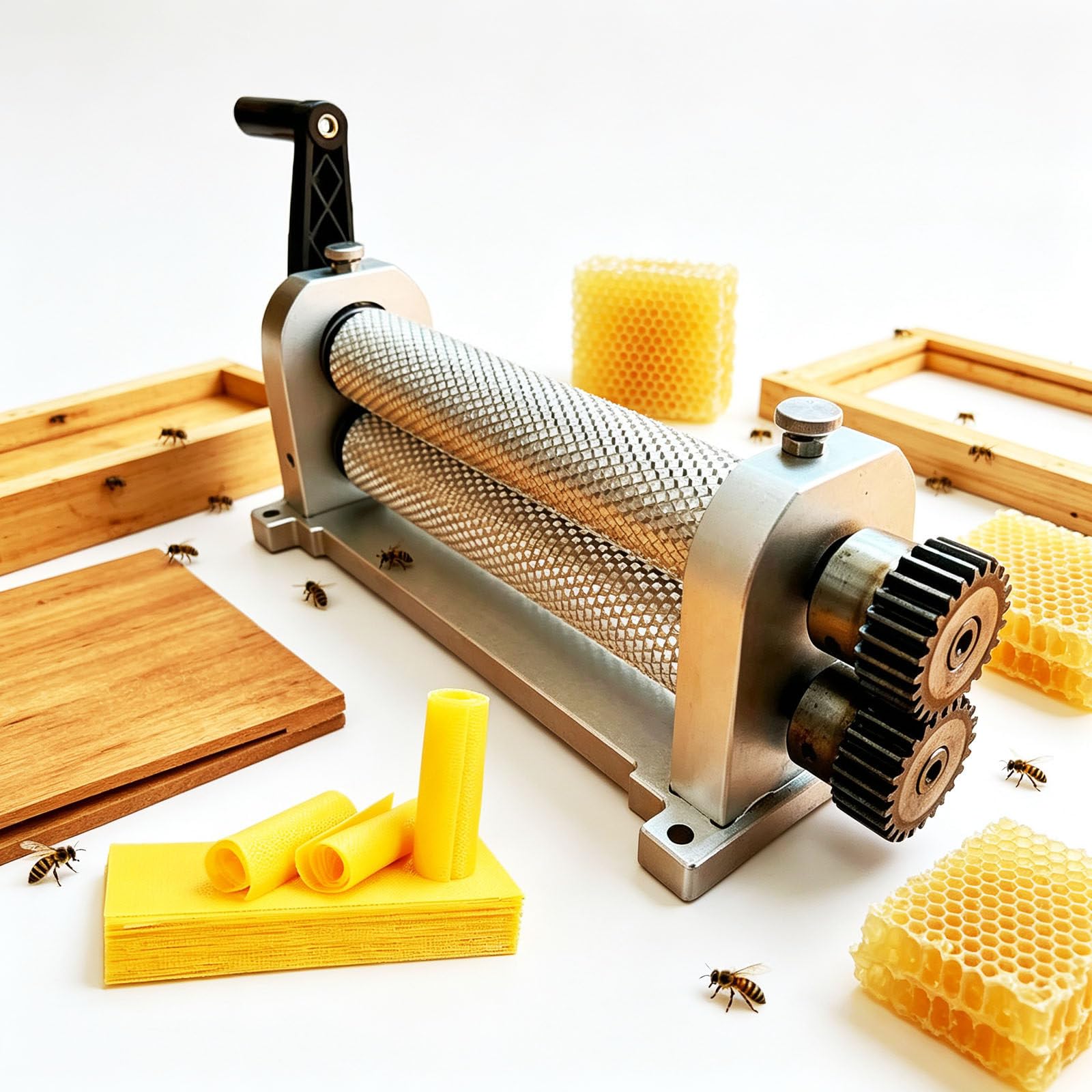 YANGYMM Beeswax Foundation Machine for Beekeeping, Manual Beeswax Comb Foundation Roller Mill 4.9MM