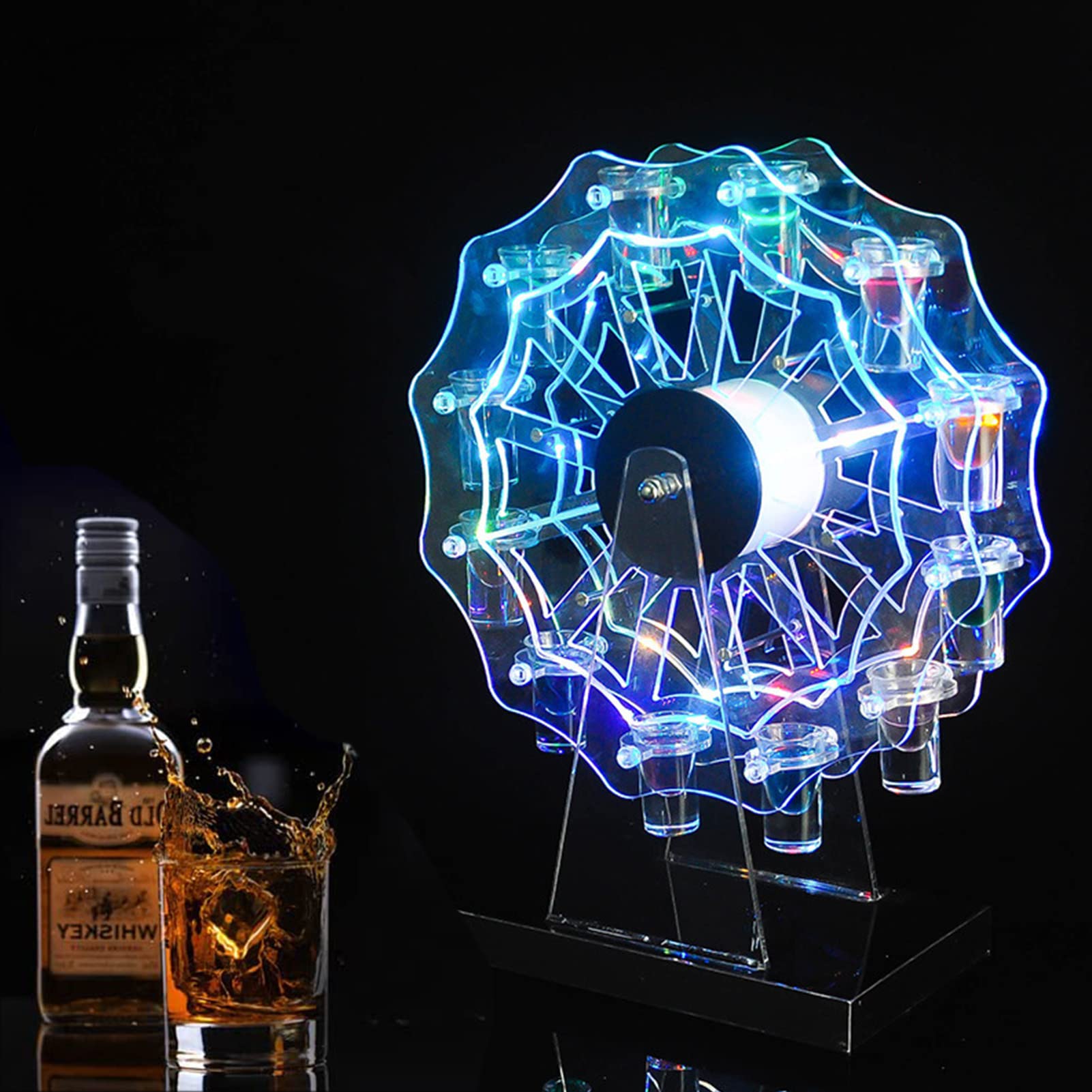 Amazon｜LED テキーラ観覧車 充電式酒ボトルの表示棚 カクテルグラス