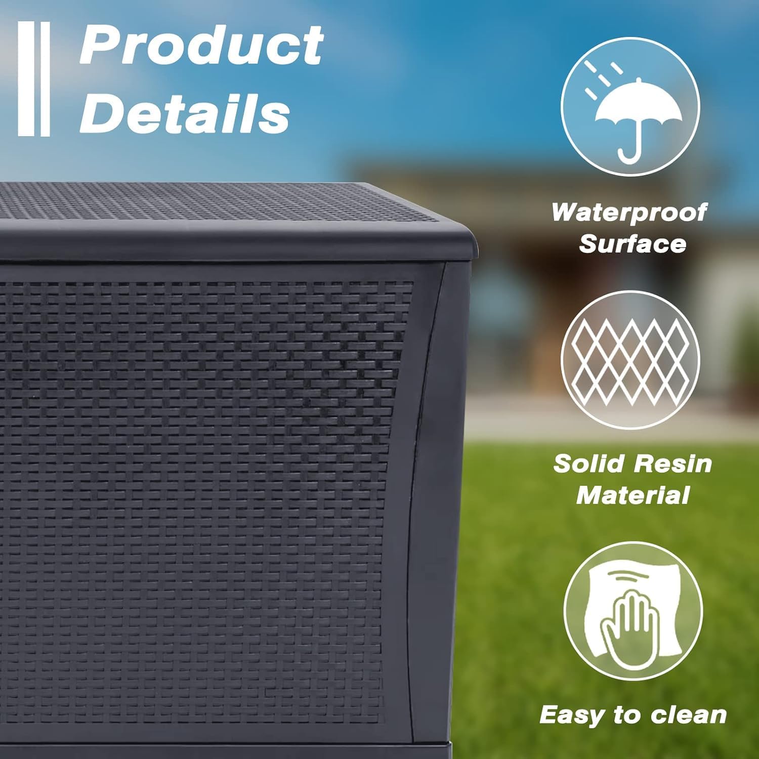 120 Gallon Resin Wicker Patio Storage Box, Outdoor Storage Container Deck Box and Gar, Grey