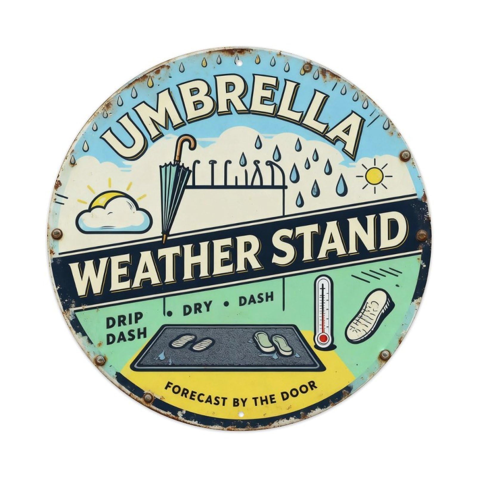 Umbrella Weather Stand Sign Metal Tin Sign Plaque