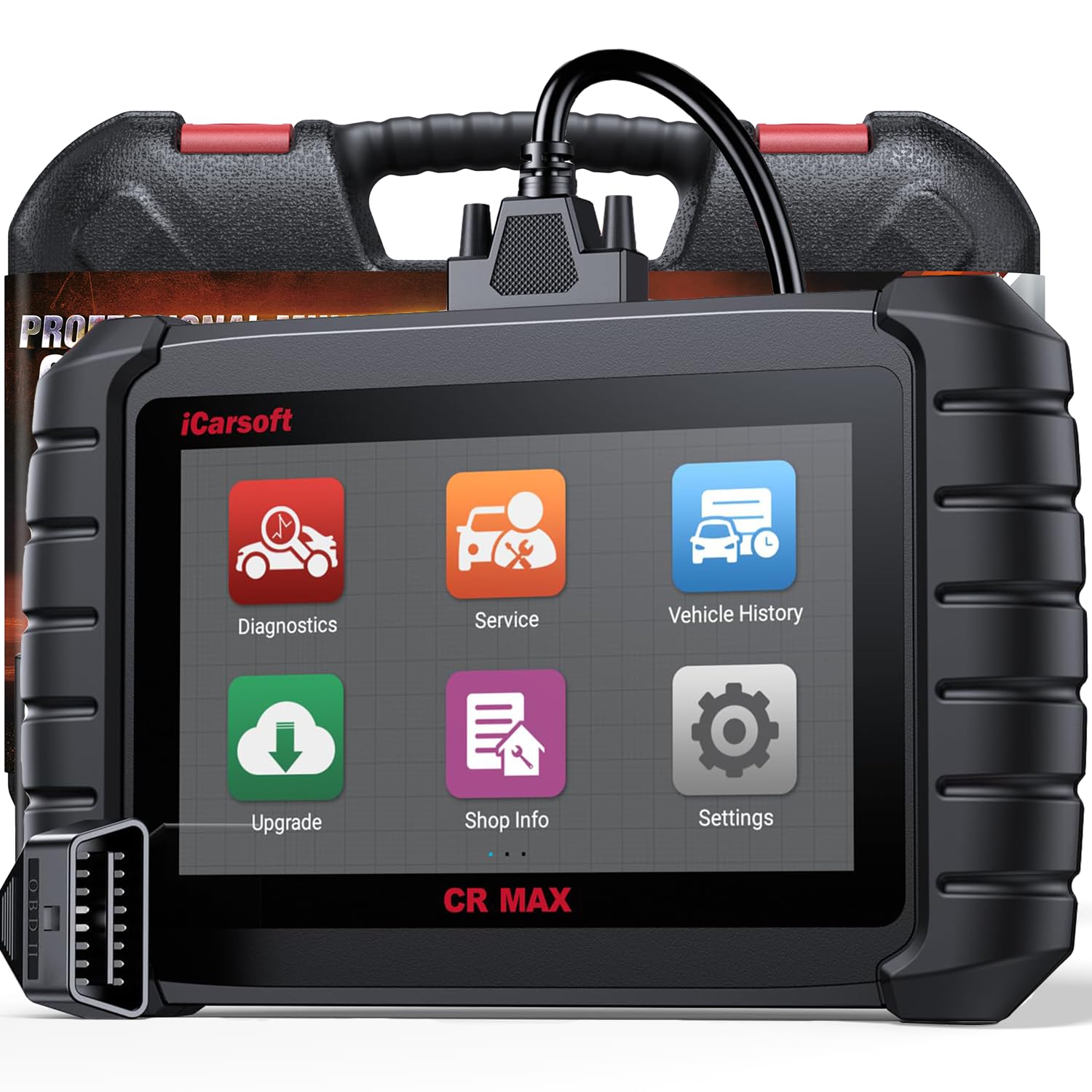 iCarsoft CR MAX OBD2 Máquina Diagnosis Coche Multimarca, Escáner de Todo el Sistema, Detector Fallos Coche con 49 Funciones Reinicio, Codificación ECU, Vin Automático, CANFD, Actualización por WiFi