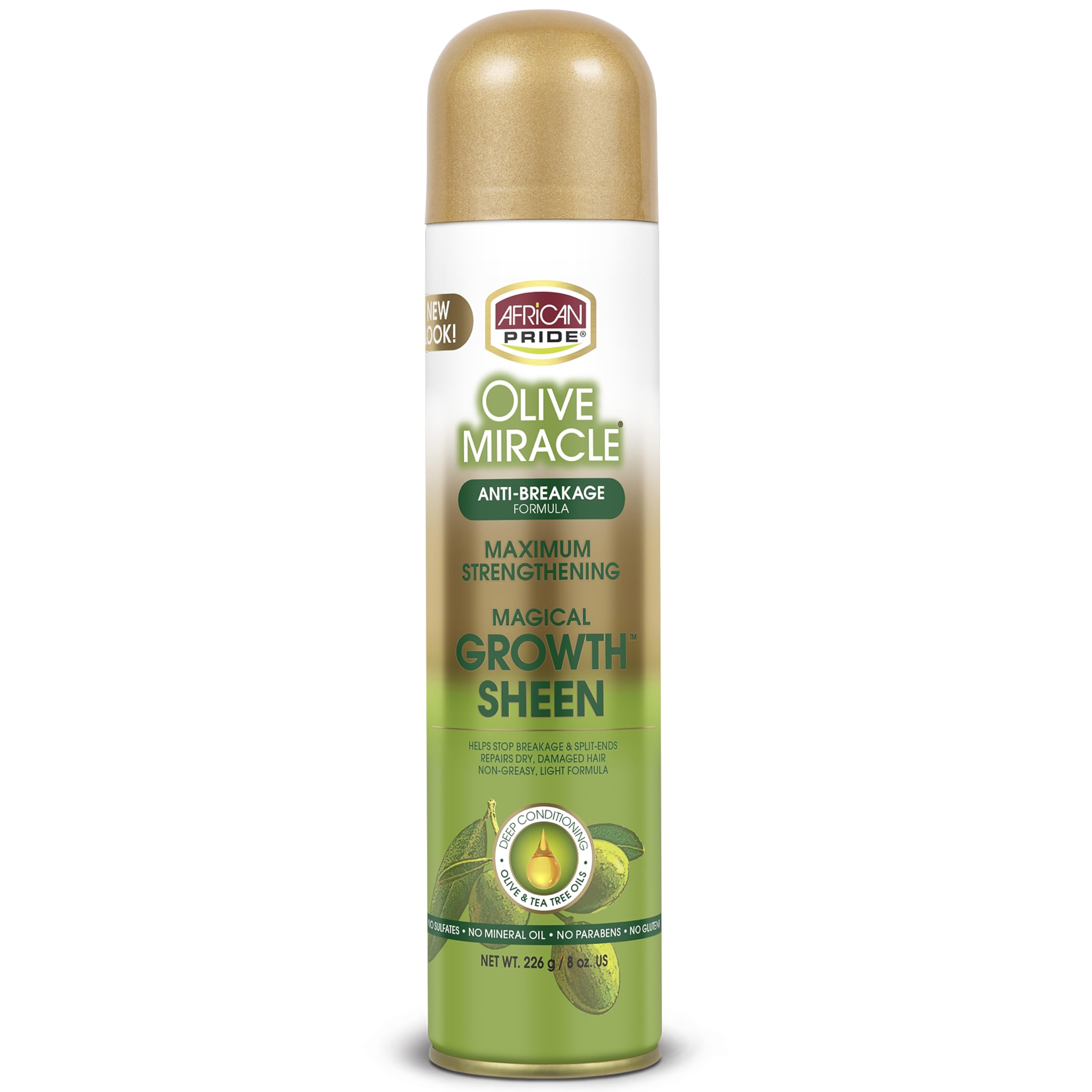 African Pride Olive Miracle Growth Sheen Spray 240 ml (Pack of 2)