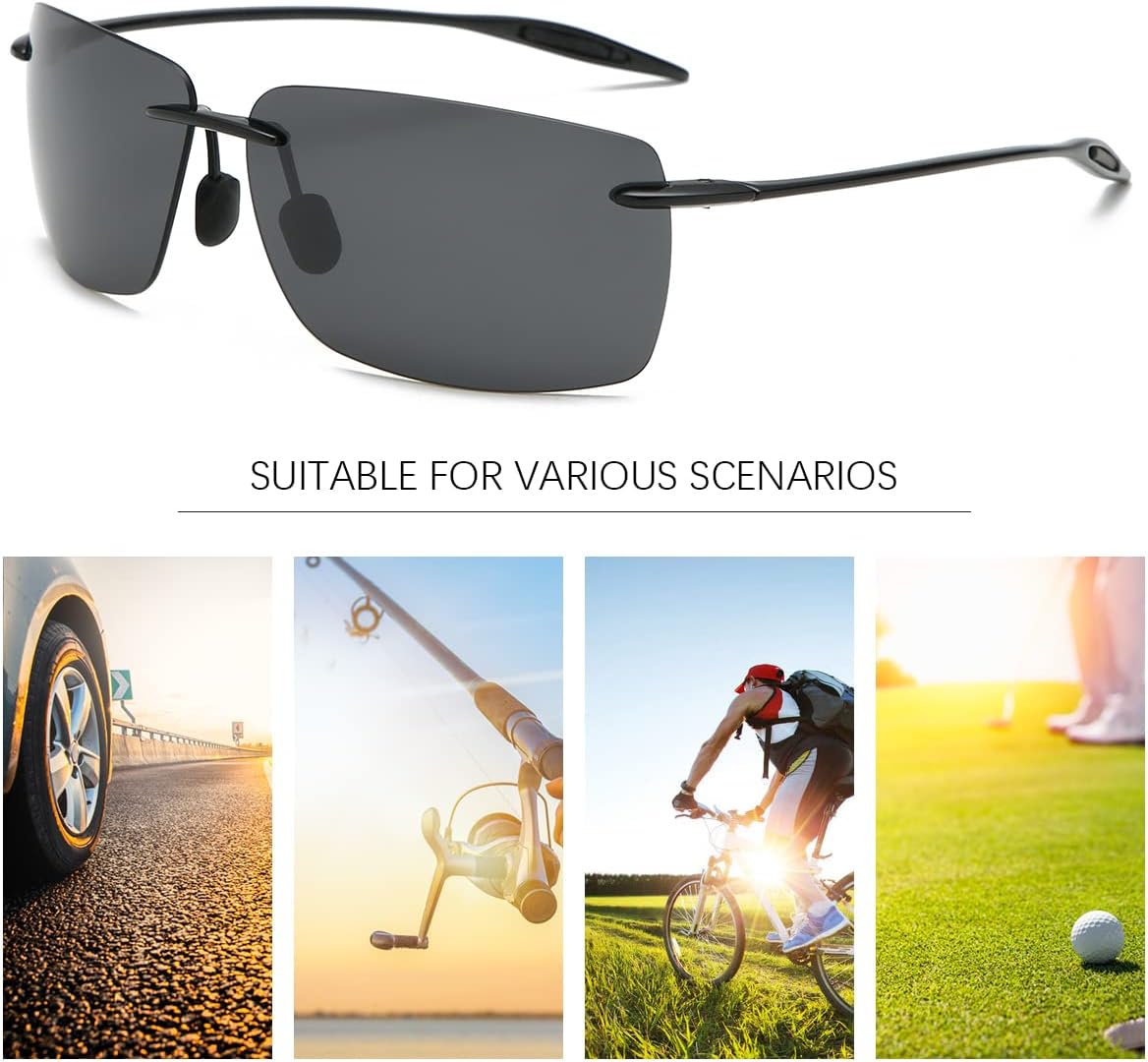 PEEPAI Mens Sunglasses Polarized Frameless z87 Safety Sun Glasses For Women UV400 Anti Glare Mirror Mztrix Bex Sunglasses - Image 8