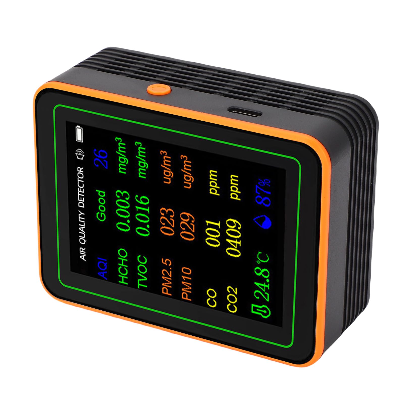 Eujgoov Rilevatore di qualità dell'aria, Materiale ABS, Tester della qualità dell'aria Interna per Casa e Ufficio, Misure PM2,5, PM10, TVOC, HCHO con Display a Colori (#1)