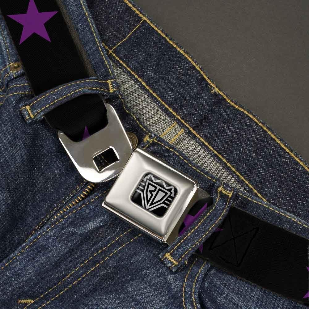 Buckle-Down Seatbelt Belt - Star Black/Purple