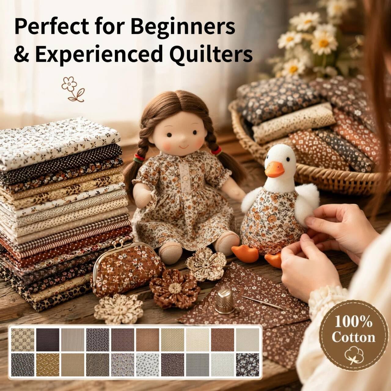 40 PCS Cotton Fabric Squares for Quilting, 10 x 10 Inch Precut Layer Cakes