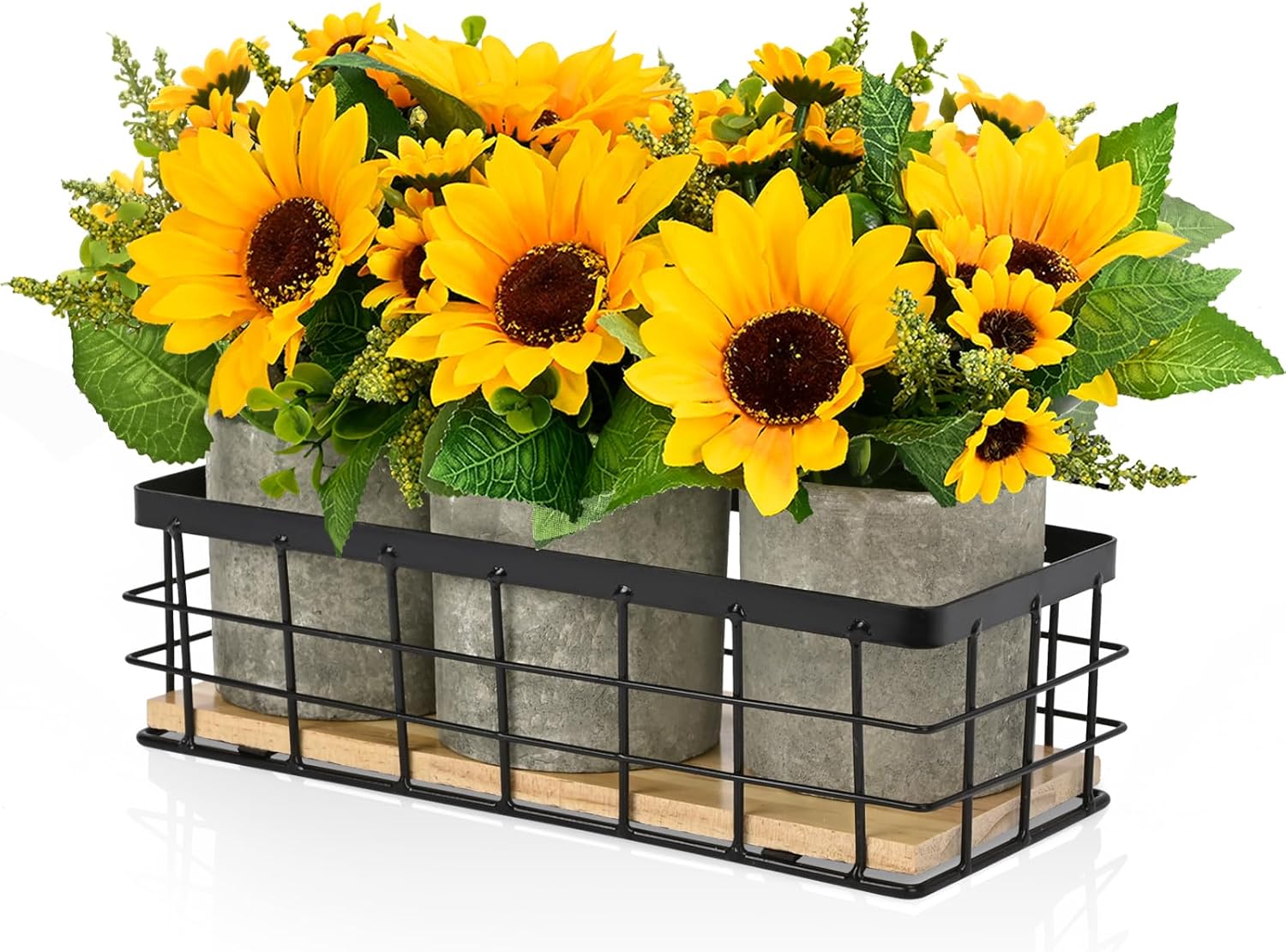 Sunflower Artificial Flowers, Fake Sunflower Table Centerpiece Decor, Artificial Fall Flowers Arrangement Farmhouse Decoration for Home Bathroom Kitchen