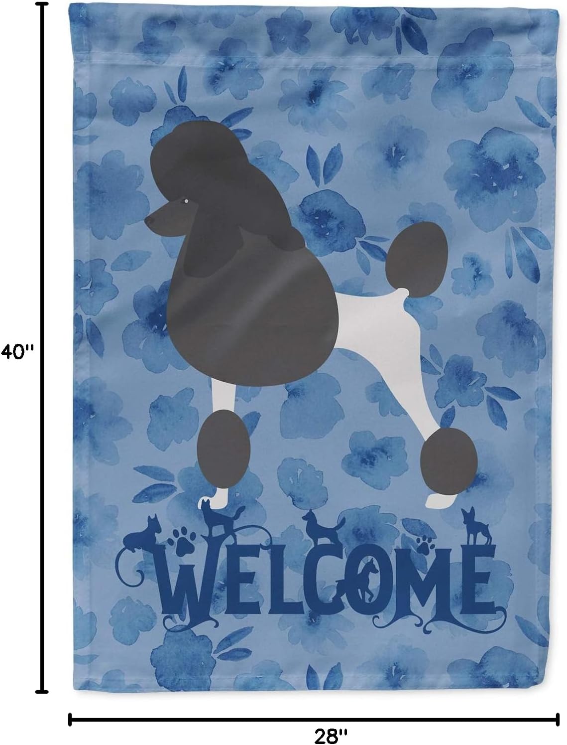 Caroline's Treasures CK6166CHF Poodle Welcome House Flag Large Porch Sleeve Pole Decorative Outside Yard Banner Artwork Wall Hanging, Polyester, House Size, Multicolor