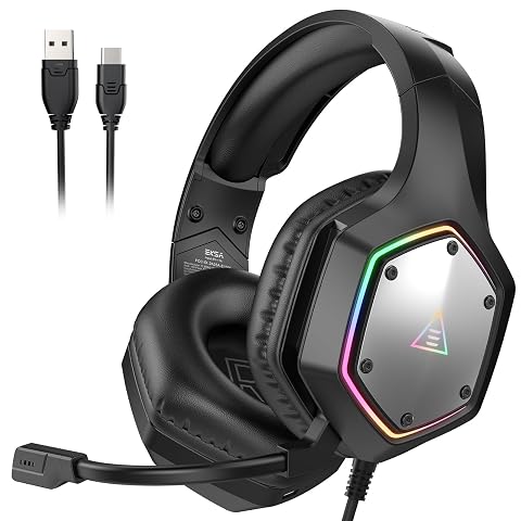 EKSA E1000 V2 Gaming Headset PC Headset with USB C Plug Wired Headphones with Noise Canceling Microphone 7