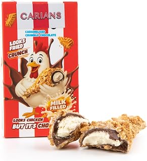 Carians Caramelized Biscuit Crumble Chocolate, Fried Chicken Shaped Milk Filled Chocolate, Fun Novelty Snack & Gift, 2 Packs, 3,52 oz