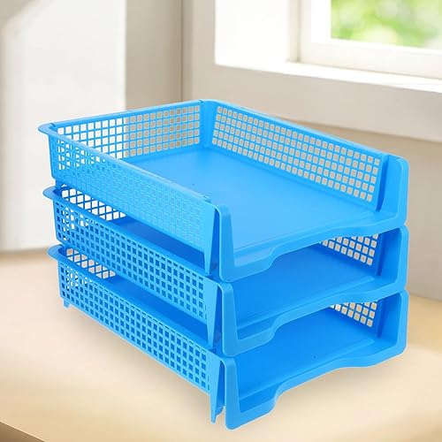 Miniatura 5 de DOITOOL 3pcs Stackable Plastic Letter Trays for Desk Space-Saving Office Paper Organizer for Classroom and Workspace Document Storage Baskets in