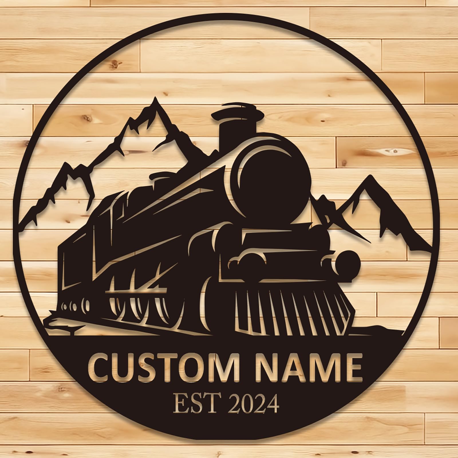Senyer Style B Personalized Railroad Metal Art - Custom Train Split Monogram Wall Sign, Rustic Home Decor Gift For Him, Dad, Train Enthusiasts (Style B)