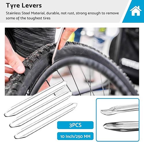 Miniatura 2 de ALINREDBX Paquete de 3 palancas de neumáticos, palancas de neumáticos de bicicleta, palanca de palanca para quitar neumáticos, herramienta de cambio