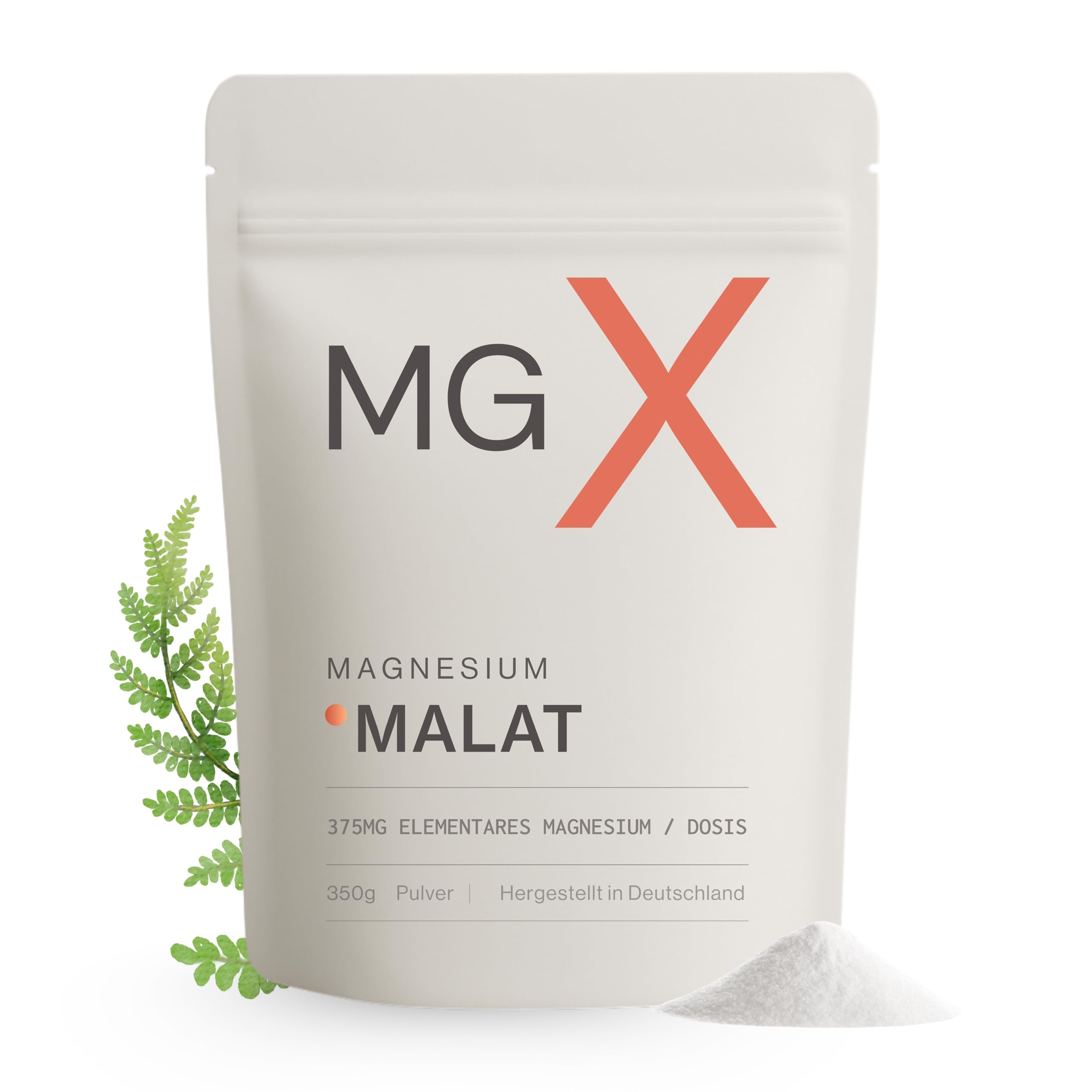 MGX® Magnesium Malat Pulver 350g – pures Magnesiummalat ohne Zusätze – optimal bioverfügbar – Rohstoff in Deutschland produziert