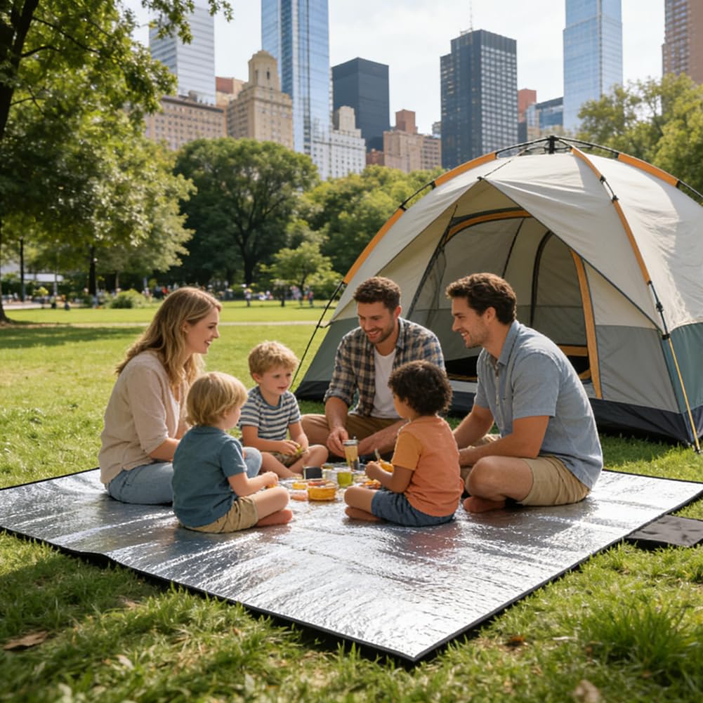 Vicloon Esterilla Aislante De Aluminio Esterilla Camping,Esterilla Aislante de lámina de Aluminio,Alfombra de Suelo Ultraligera Plegable,Resistente al Agua Picnic Espuma Eva Plegable